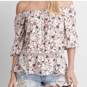American Eagle Floral Off the Shoulder Top